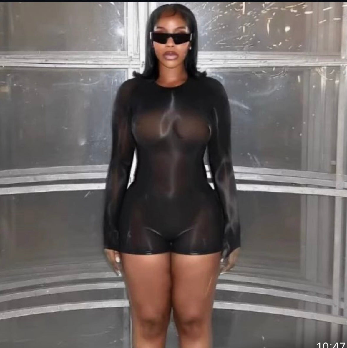 Sheer mesh half body suit
